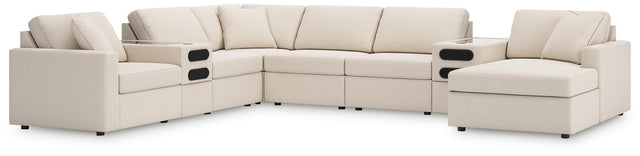 Modmax Oyster Performance Fabric,Next-Gen Nuvella™ 8-Piece Sectional with Audio System and Chaise