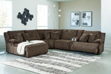 Top Tier Chocolate Velvet 6-Piece Reclining Sectional with Chaise