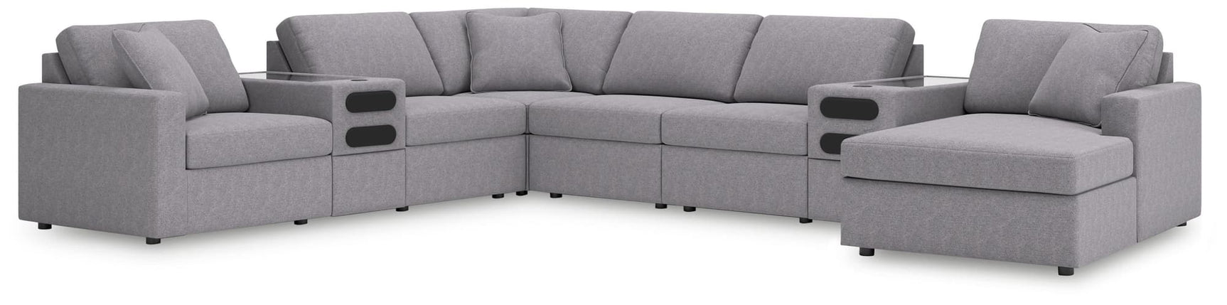 Modmax Granite Performance Fabric,Next-Gen Nuvella™ 8-Piece Sectional with Audio System and Chaise