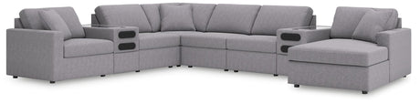 Modmax Granite Performance Fabric,Next-Gen Nuvella™ 8-Piece Sectional with Audio System and Chaise