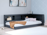 Simmenfort Navy Blue Twin Bookcase Storage Bed
