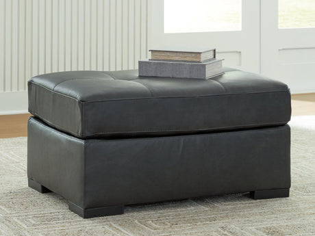Brindley Pier Fog Leather Oversized Accent Ottoman