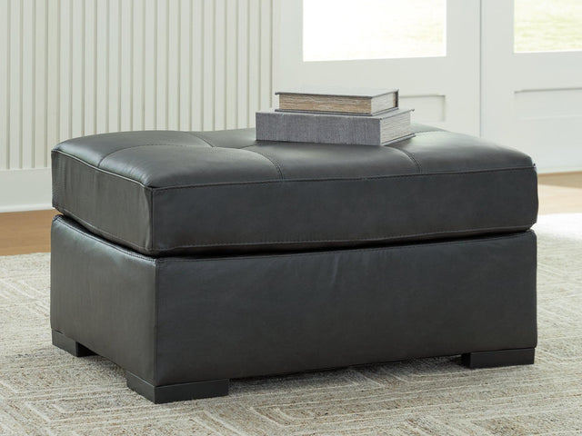 Brindley Pier Fog Leather Oversized Accent Ottoman