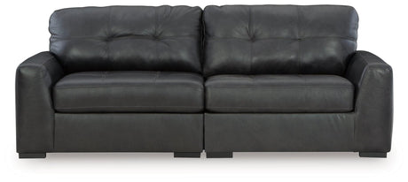 Brindley Pier Fog Leather 2-Piece Sectional Loveseat