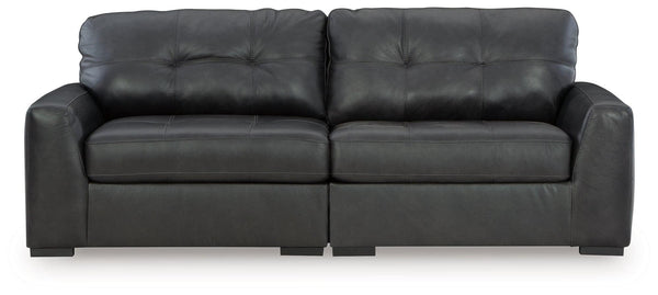 Brindley Pier Fog Leather 2-Piece Sectional Loveseat