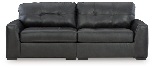 Brindley Pier Fog Leather 2-Piece Sectional Loveseat