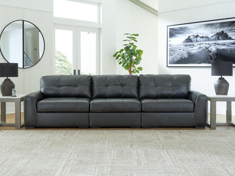 Brindley Pier Fog Leather 3-Piece Sectional Sofa