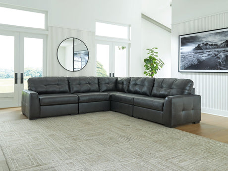 Brindley Pier Fog Leather 5-Piece Sectional