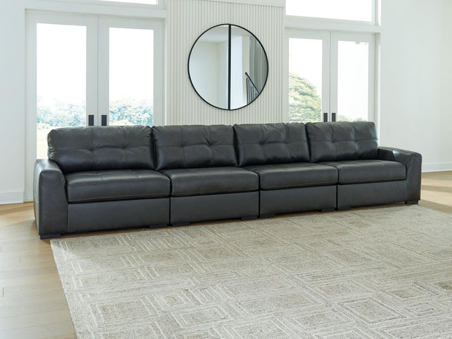 Brindley Pier Fog Leather 4-Piece Sectional