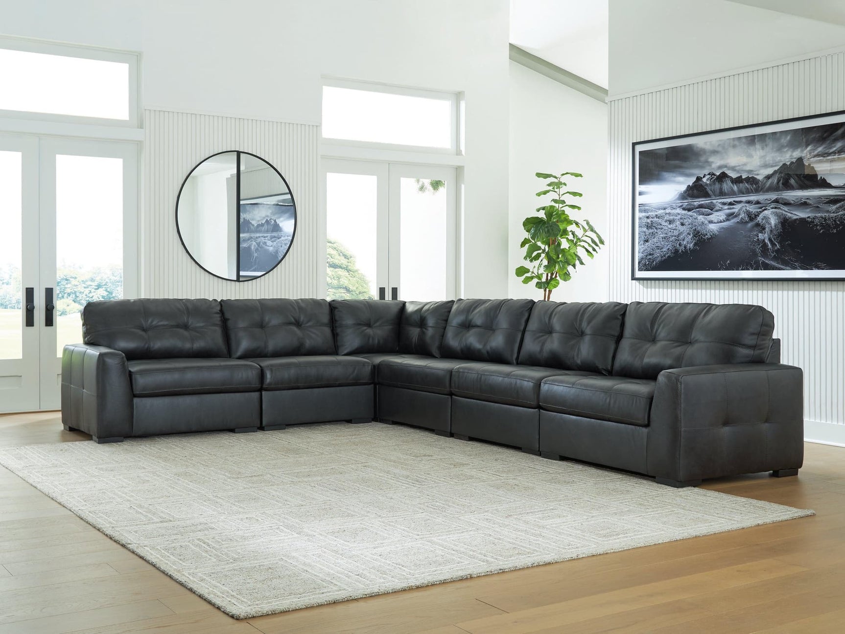 Brindley Pier Fog Leather 6-Piece Sectional