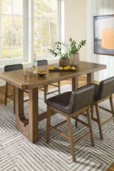 Cabalynn Light Brown Counter Height Dining Table and 4 Barstools