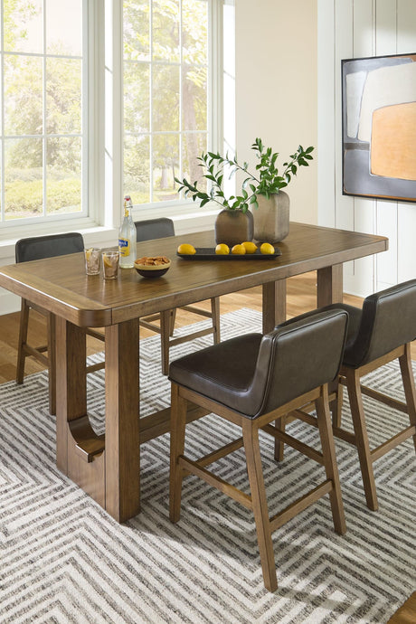 Cabalynn Light Brown Counter Height Dining Table and 4 Barstools
