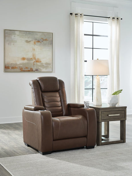 High Impact Tobacco Leather Power Recliner