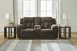 Frohn Chocolate Chenille Reclining Loveseat with Console