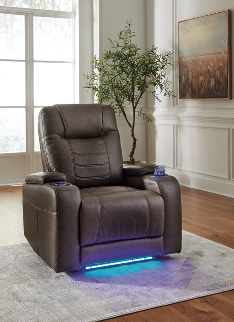 Schooner Rocks Umber Faux Leather Power Recliner