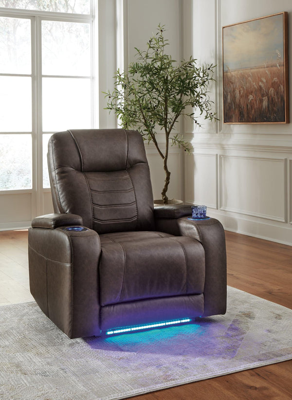Schooner Rocks Umber Faux Leather Power Recliner