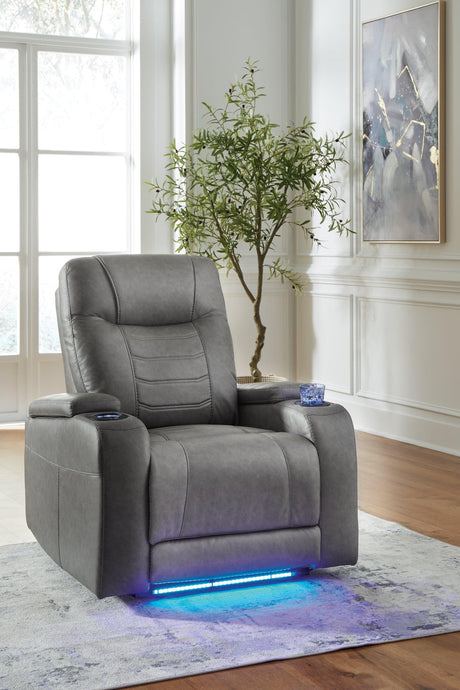 Schooner Rocks Slate Faux Leather Power Recliner