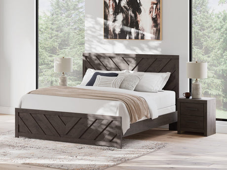Prendonea Charcoal King Panel Bed