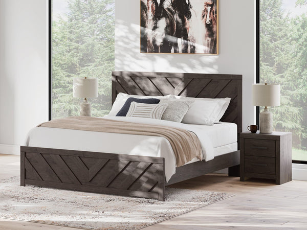 Prendonea Charcoal King Panel Bed