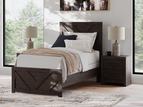 Prendonea Charcoal Twin Panel Bed
