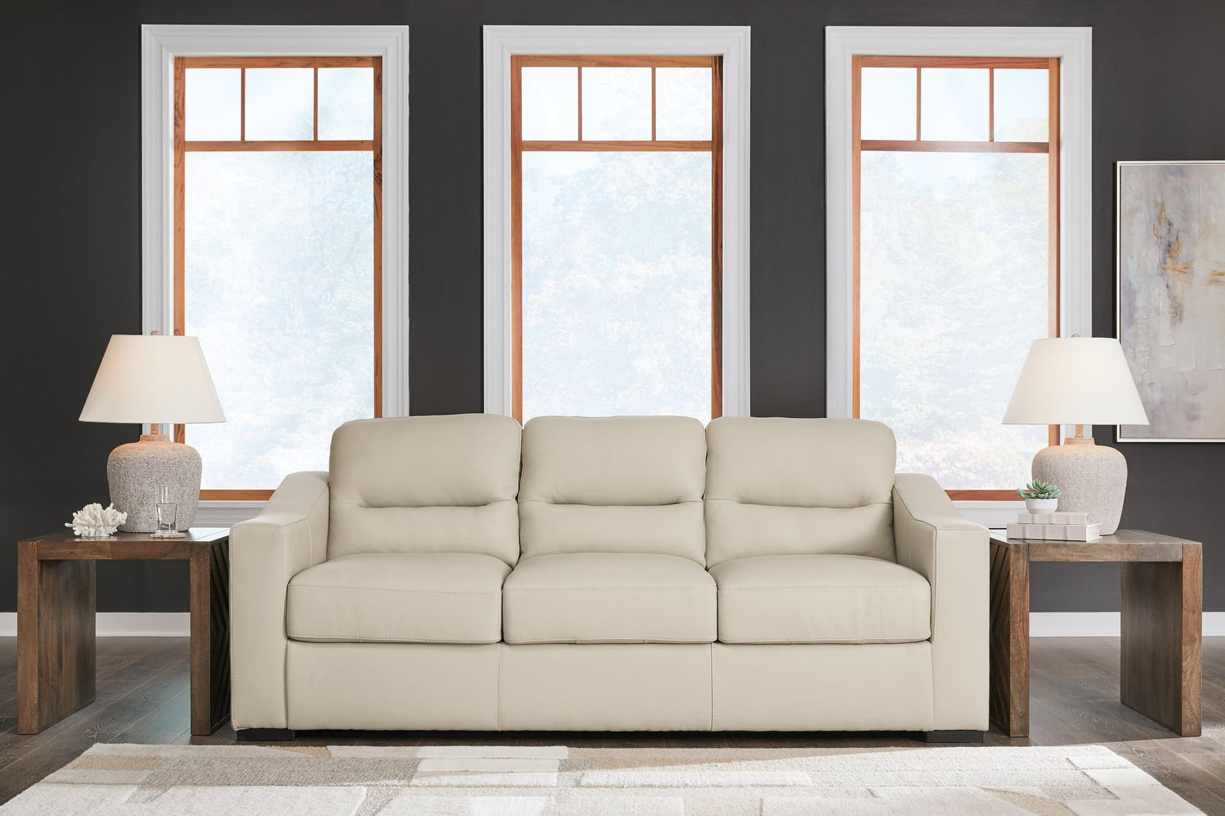 Treasure Trove Almond Leather Sofa
