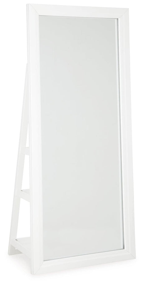Evesen White Floor Standing Mirror/Storage