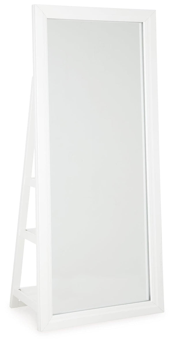Evesen White Floor Standing Mirror/Storage