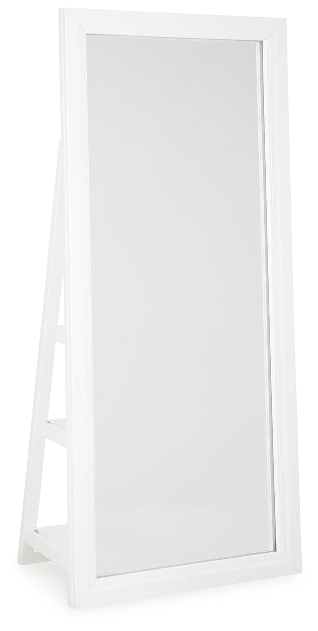 Evesen White Floor Standing Mirror/Storage