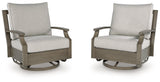 Rainier Ranch Brown/Beige Outdoor Swivel Glider Chair with Cushion