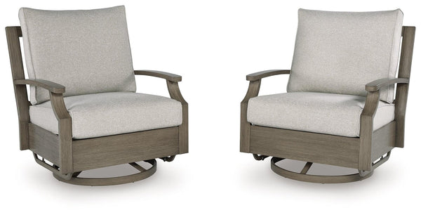 Rainier Ranch Brown/Beige Outdoor Swivel Glider Chair with Cushion