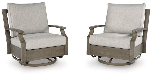 Rainier Ranch Brown/Beige Outdoor Swivel Glider Chair with Cushion