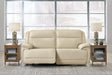 Double Deal Almond Leather 2-Piece Power Reclining Loveseat Sectional