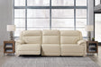 Double Deal Almond Leather 3-Piece Power Reclining Sofa Sectional