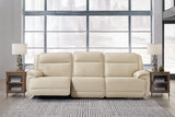 Double Deal Almond Leather 3-Piece Power Reclining Sofa Sectional
