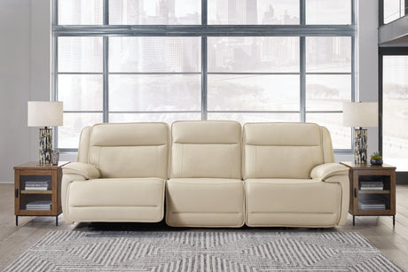 Double Deal Almond Leather 3-Piece Power Reclining Sofa Sectional