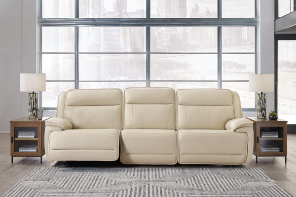 Double Deal Almond Leather 3-Piece Power Reclining Sofa Sectional