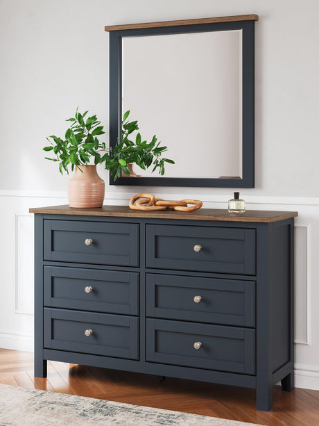 Landocken Brown/Blue Dresser and Mirror