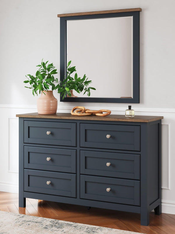 Landocken Brown/Blue Dresser and Mirror
