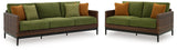 Horizon Brown/Green Hall Outdoor Sofa and Loveseat