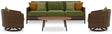 Horizon Brown/Green Hall Outdoor Sofa and 2 Chairs with Coffee Table