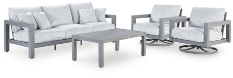 Hurley Gray Park Outdoor Sofa and 2 Chairs with Coffee Table
