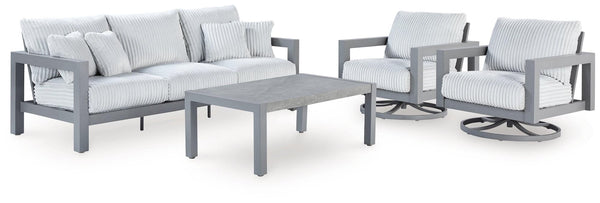 Hurley Gray Park Outdoor Sofa and 2 Chairs with Coffee Table