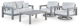 Hurley Gray Park Outdoor Loveseat and 2 Lounge Chairs with Coffee Table