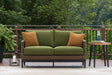 Horizon Hall Brown/Green Outdoor Loveseat with Cushion