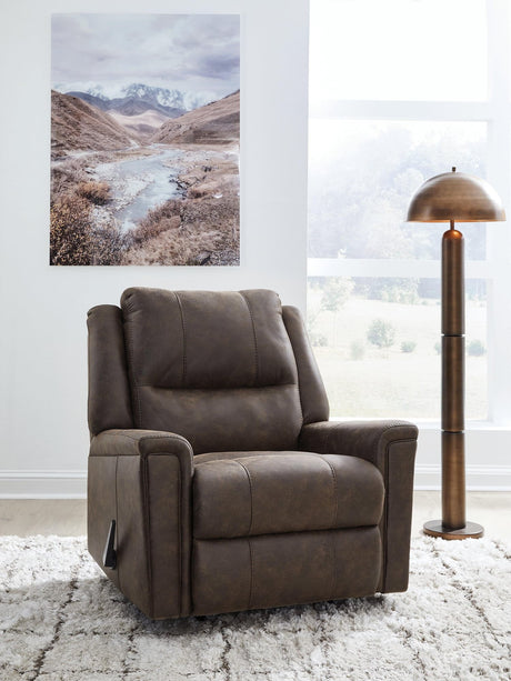 Lixtowel Walnut Faux Leather Recliner