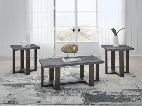 Dynnford Gray/Brown Table (Set of 3)