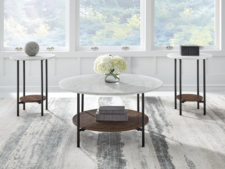 Wrenwich Brown/Black/White Table (Set of 3)