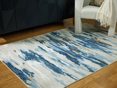 Vinlett Cream/Blue/Brown 8' x 10' Washable Rug