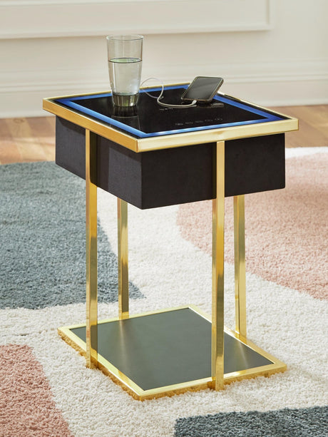 Rexwell Black/Gold Finish Accent Table with Speaker