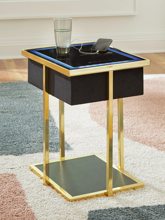 Rexwell Black/Gold Finish Accent Table with Speaker